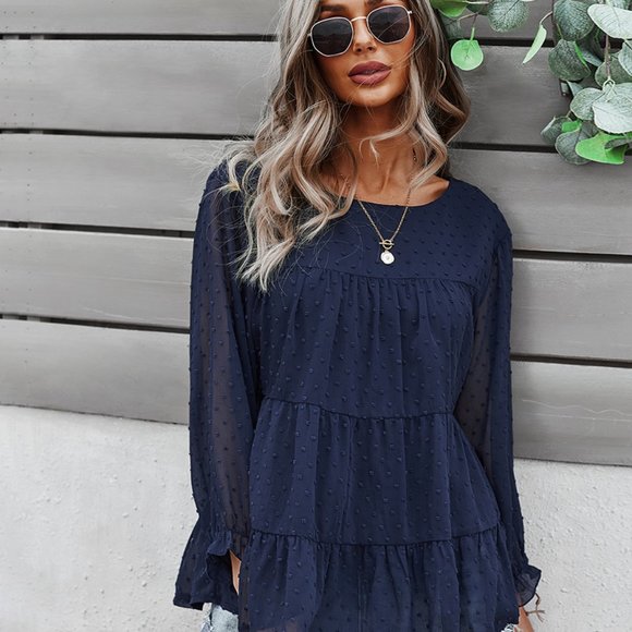 VINTAGE BOHO CHIC LAYERED BELL SLEEVED BLOUSE - Picture 4 of 8